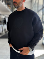 Black Tennis Crest Embroidered Sweatshirt HM