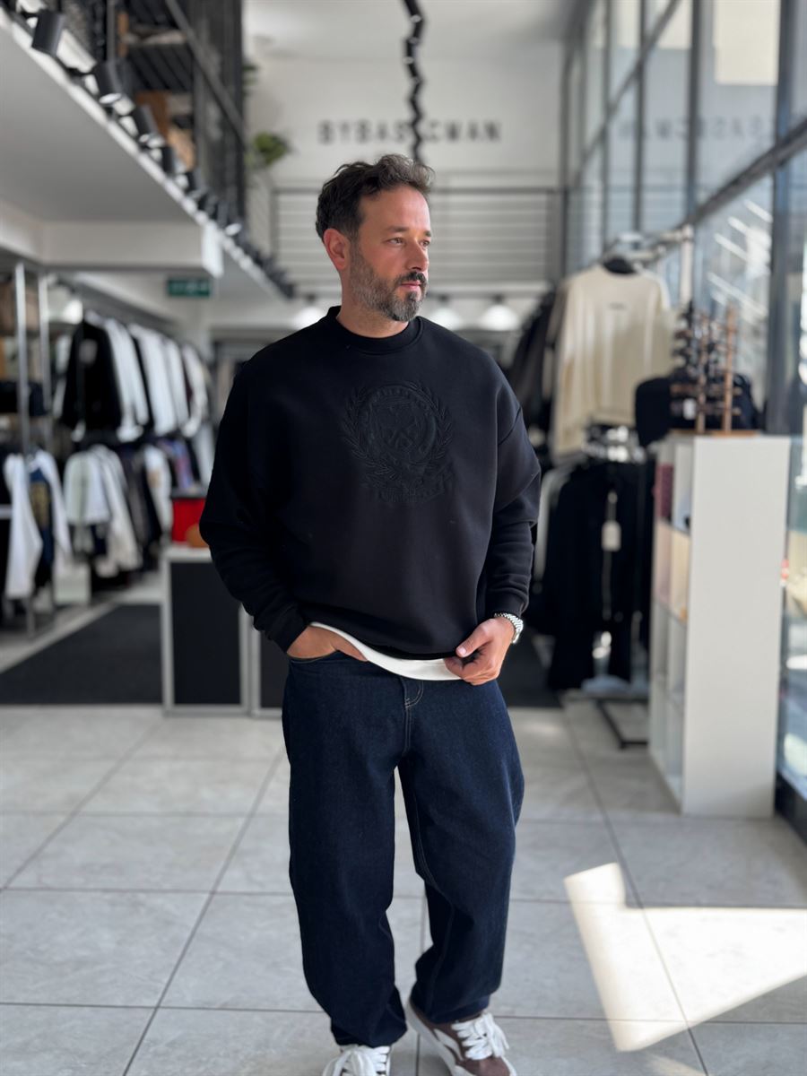 Black Tennis Crest Embroidered Sweatshirt HM