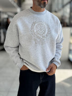 Light Gray Tennis Crest Embroidered Sweatshirt HM