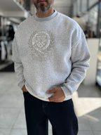 Light Gray Tennis Crest Embroidered Sweatshirt HM