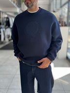 Navy Tennis Crest Embroidered Sweatshirt HM