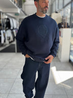 Navy Tennis Crest Embroidered Sweatshirt HM