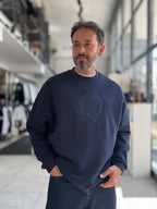 Navy Tennis Crest Embroidered Sweatshirt HM