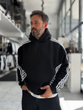 Black Striped Detail Hooded Sweatshirt HM