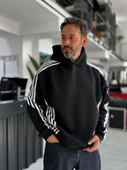 Black Striped Detail Hooded Sweatshirt HM