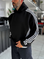 Black Striped Detail Hooded Sweatshirt HM