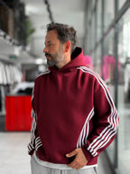 Burdungy Striped Detail Hooded Sweatshirt HM