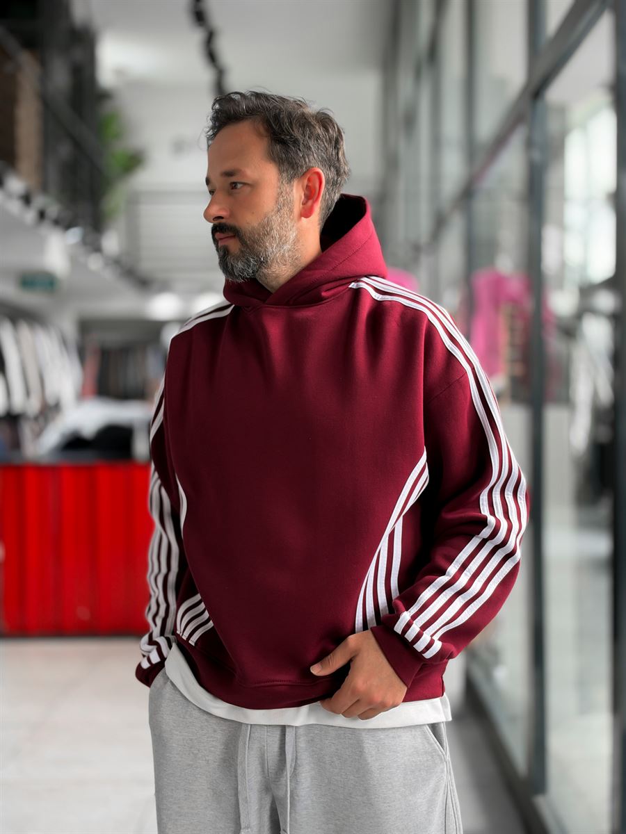 Burdungy Striped Detail Hooded Sweatshirt HM