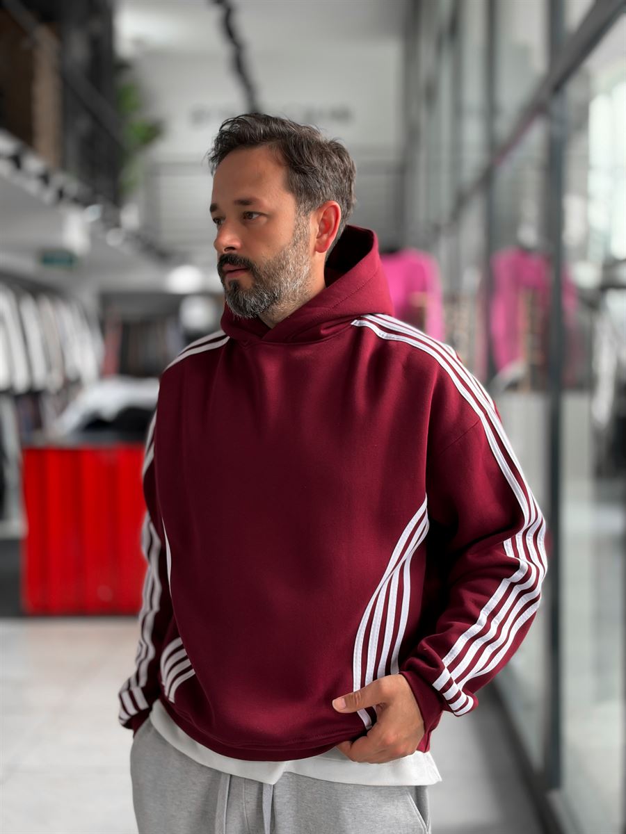 Burdungy Striped Detail Hooded Sweatshirt HM