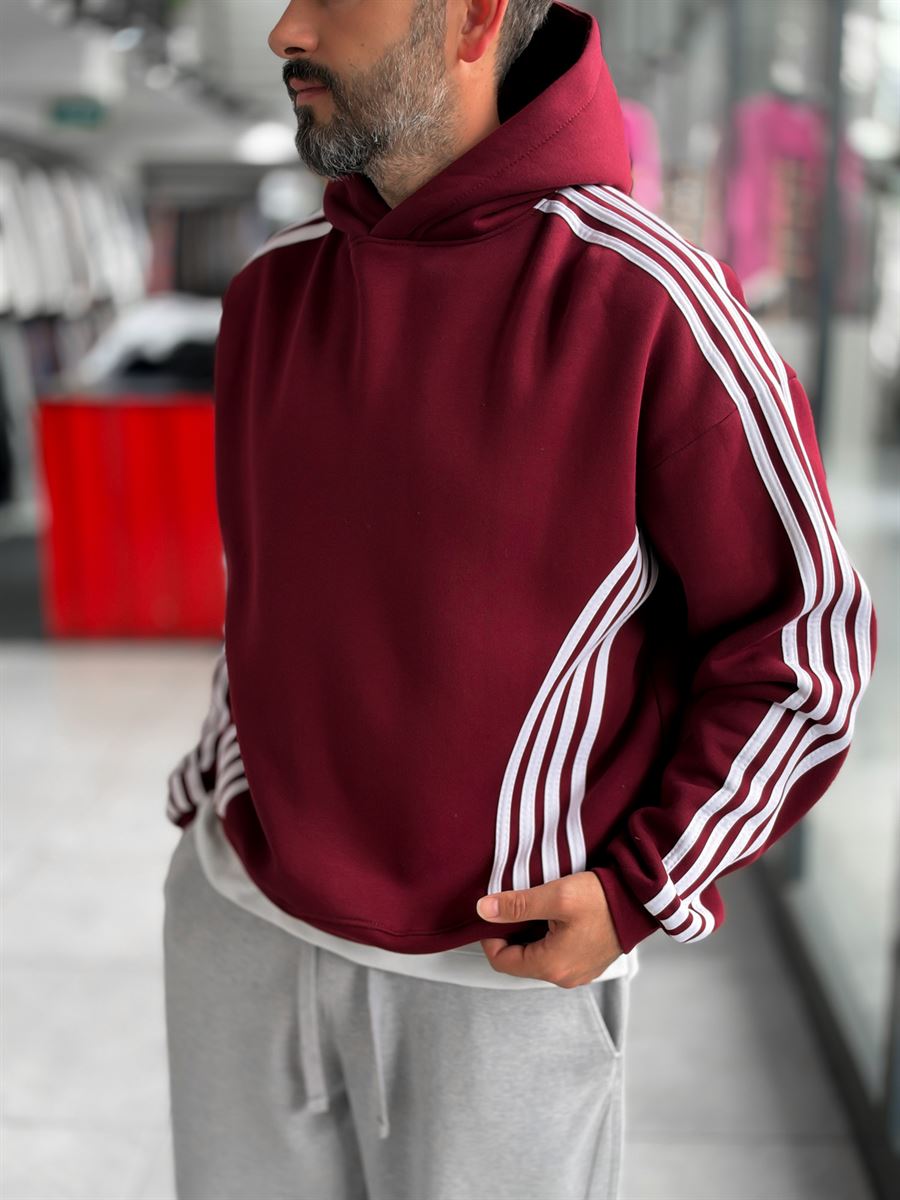 Burdungy Striped Detail Hooded Sweatshirt HM