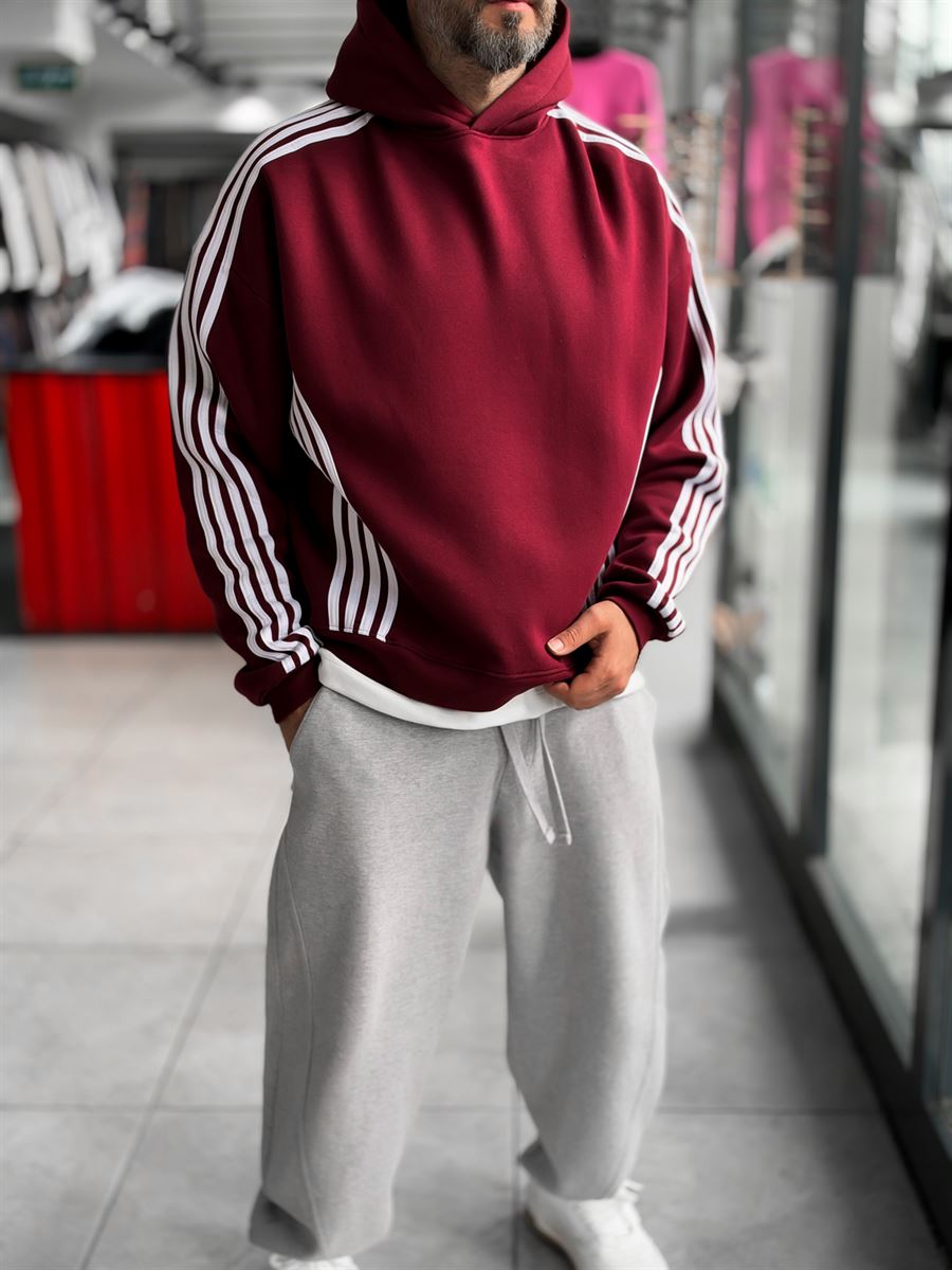 Burdungy Striped Detail Hooded Sweatshirt HM