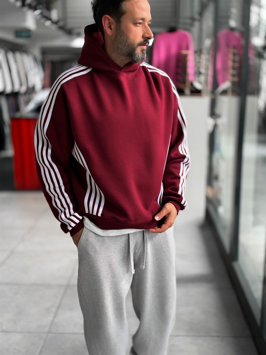 Burdungy Striped Detail Hooded Sweatshirt HM