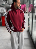 Burdungy Striped Detail Hooded Sweatshirt HM
