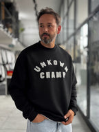 Black Unknown Embroidered Oversized Sweatshirt HM-