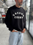 Black Unknown Embroidered Oversized Sweatshirt HM-