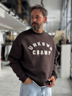 Brown Unknown Embroidered Oversized Sweatshirt HM-