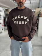 Brown Unknown Embroidered Oversized Sweatshirt HM-