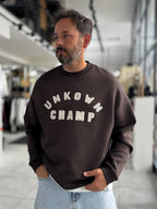Brown Unknown Embroidered Oversized Sweatshirt HM-