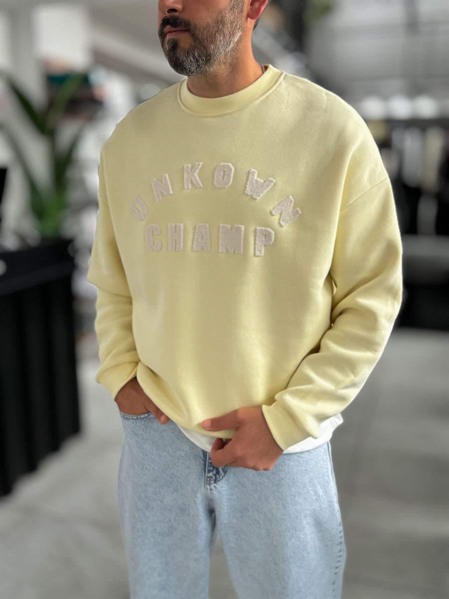Yellow Unknown Embroidered Oversized Sweatshirt HM-