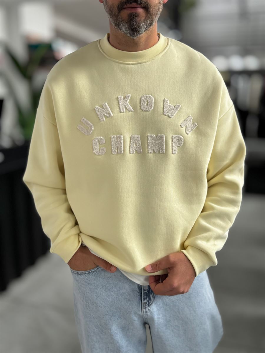 Yellow Unknown Embroidered Oversized Sweatshirt HM-