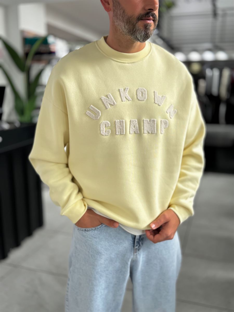 Yellow Unknown Embroidered Oversized Sweatshirt HM-