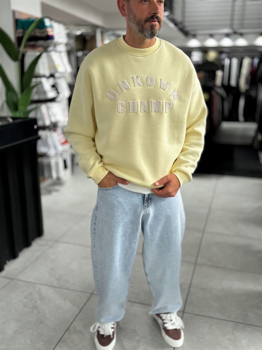 Yellow Unknown Embroidered Oversized Sweatshirt HM-