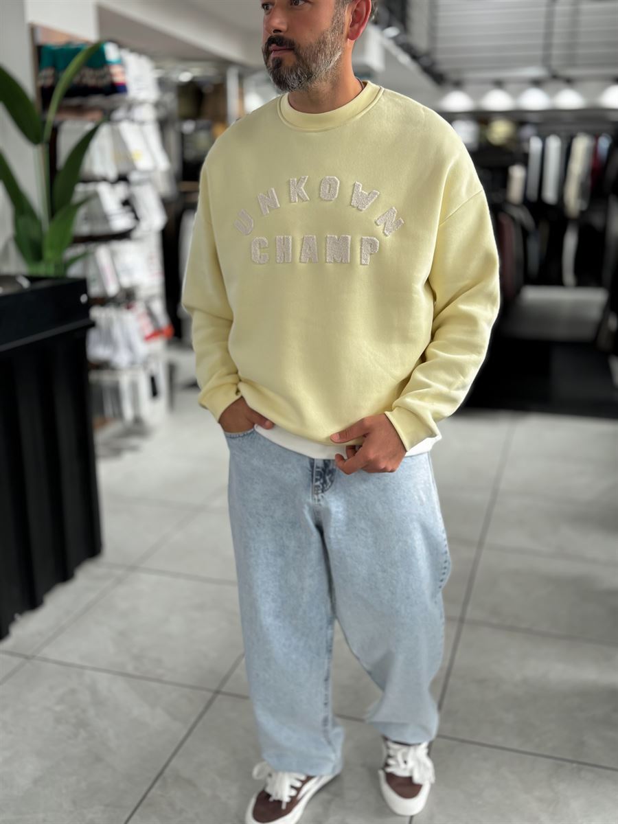 Yellow Unknown Embroidered Oversized Sweatshirt HM-