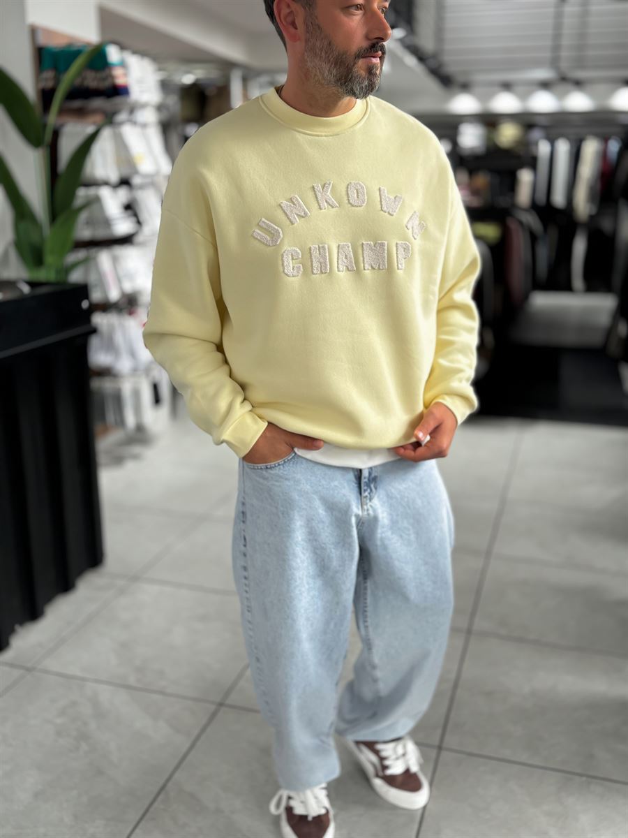 Yellow Unknown Embroidered Oversized Sweatshirt HM-