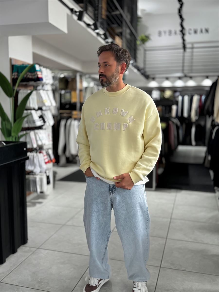 Yellow Unknown Embroidered Oversized Sweatshirt HM-