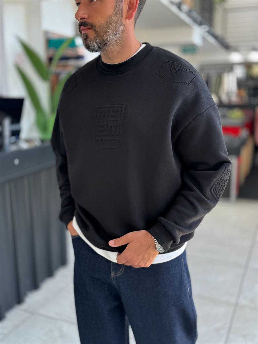 Black My Embossed Oversized Sweatshirt HM-