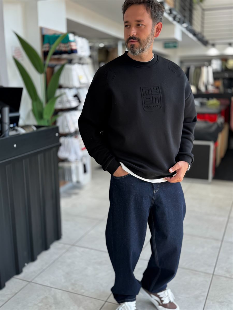 Black My Embossed Oversized Sweatshirt HM-