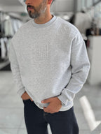 Light Gray My Embossed Oversized Sweatshirt HM-