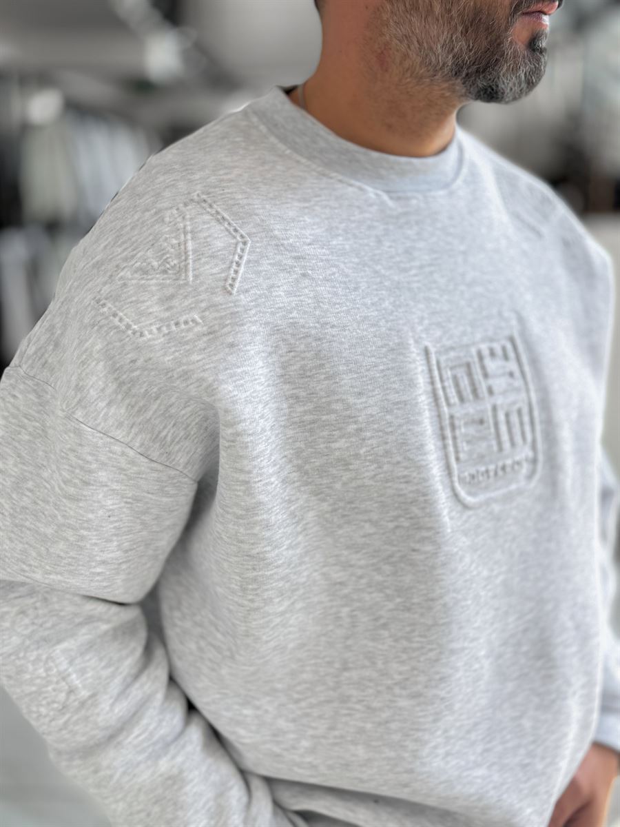 Light Gray My Embossed Oversized Sweatshirt HM-