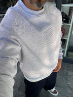 Light Gray My Embossed Oversized Sweatshirt HM-