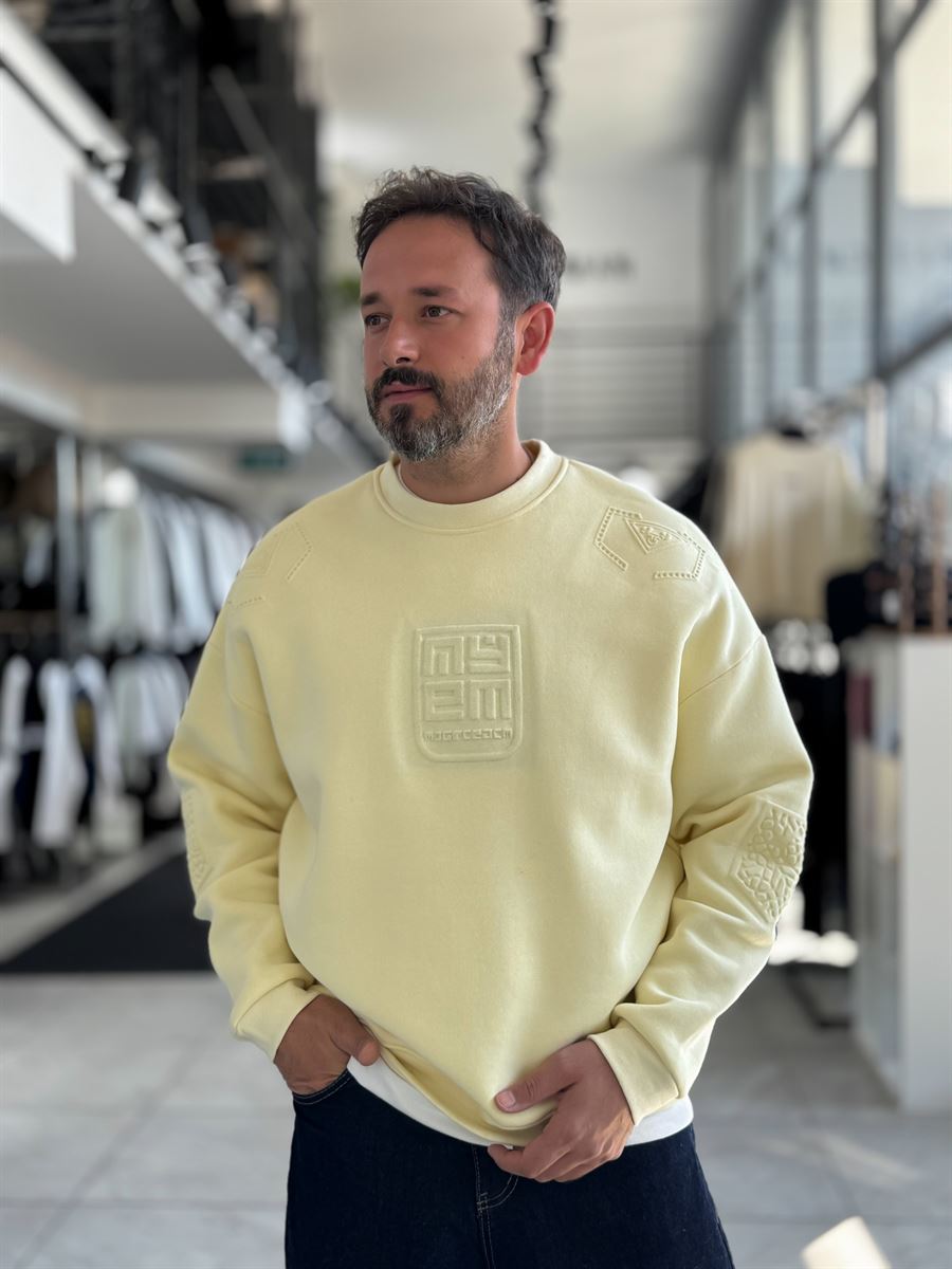 Yellow My Embossed Oversized Sweatshirt HM-