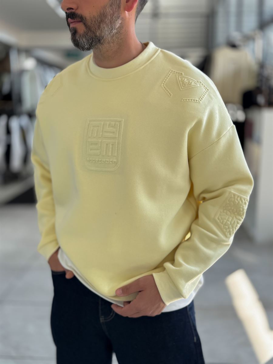 Yellow My Embossed Oversized Sweatshirt HM-