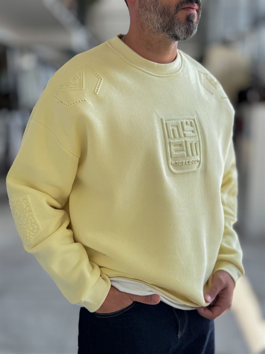 Yellow My Embossed Oversized Sweatshirt HM-