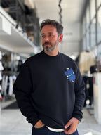 Black 114 Street Embroidered Oversized Sweatshirt HM-