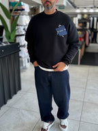 Black 114 Street Embroidered Oversized Sweatshirt HM-