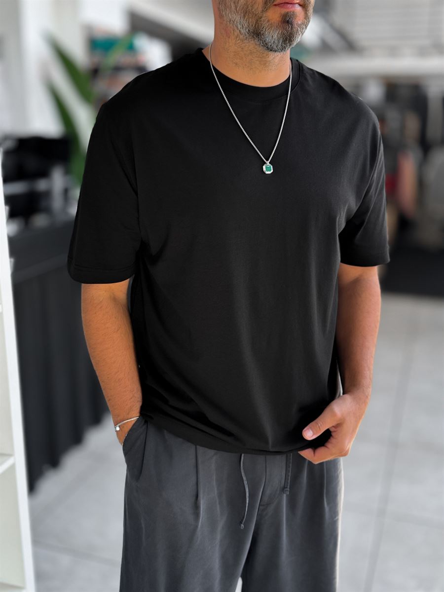 Black Regular Fit Basic T-Shirt MRK-2762