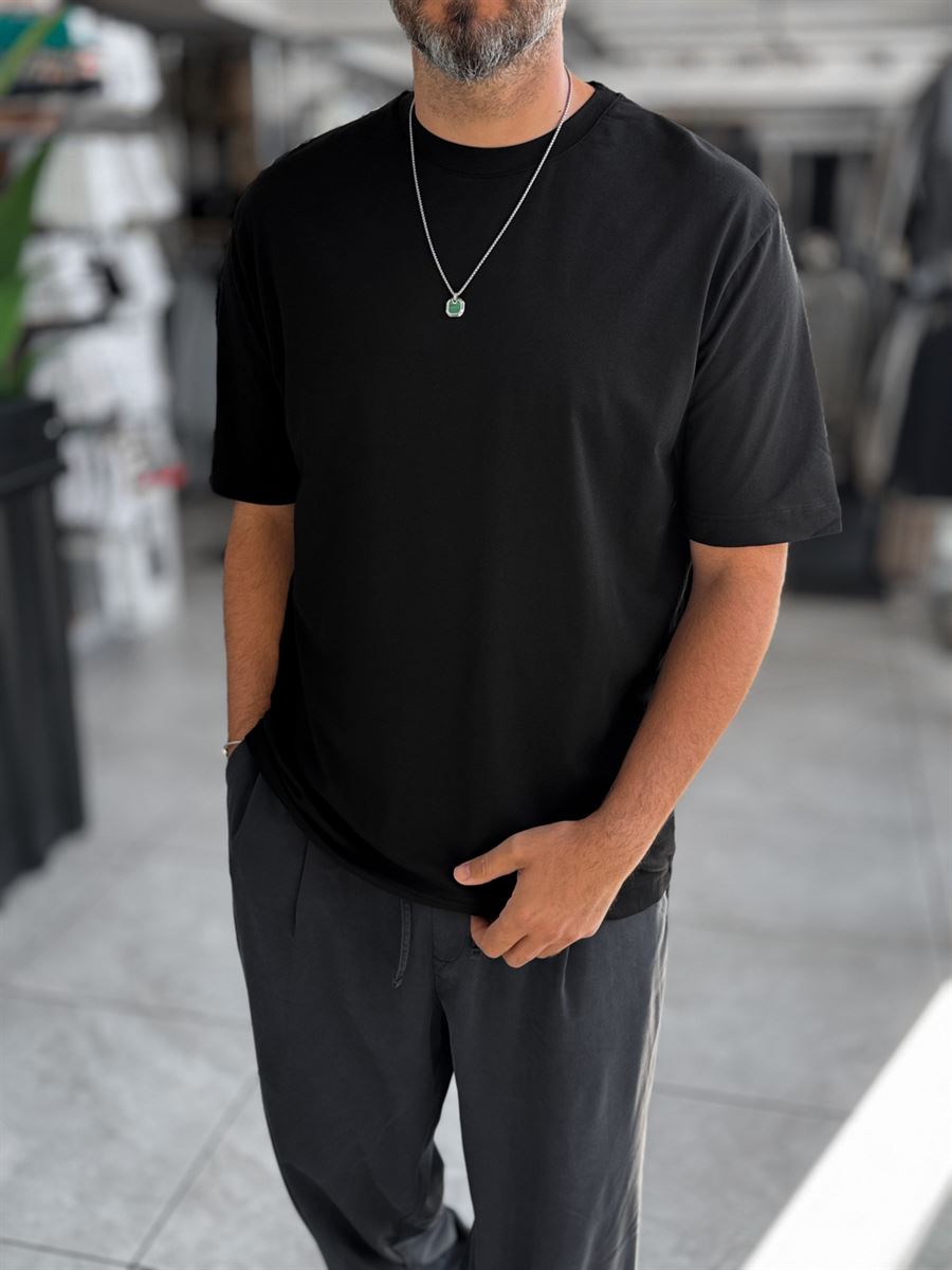 Black Regular Fit Basic T-Shirt MRK-2762