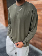 Khaki Washed Modal Fabric Sweatshirt MRK-2863