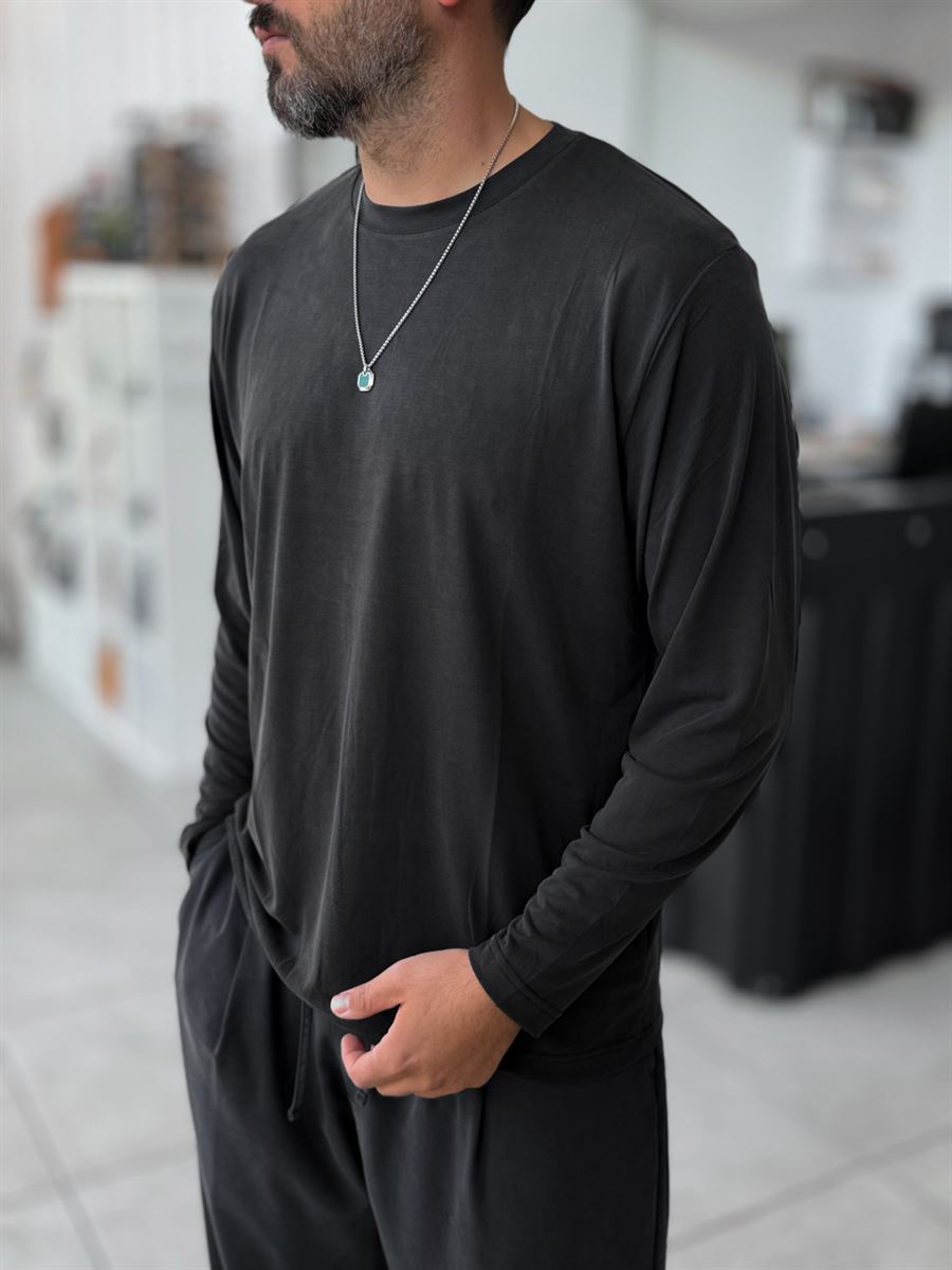 Black Washed Modal Fabric Sweatshirt MRK-2863