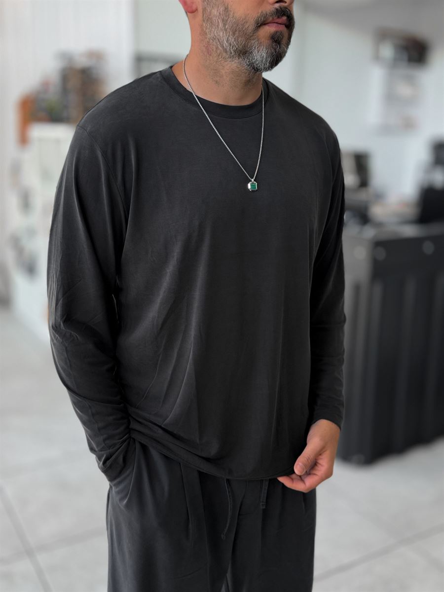 Black Washed Modal Fabric Sweatshirt MRK-2863