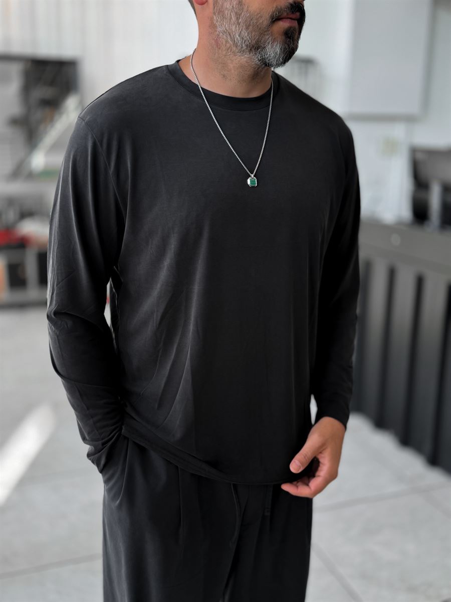 Black Washed Modal Fabric Sweatshirt MRK-2863