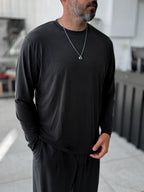 Black Washed Modal Fabric Sweatshirt MRK-2863
