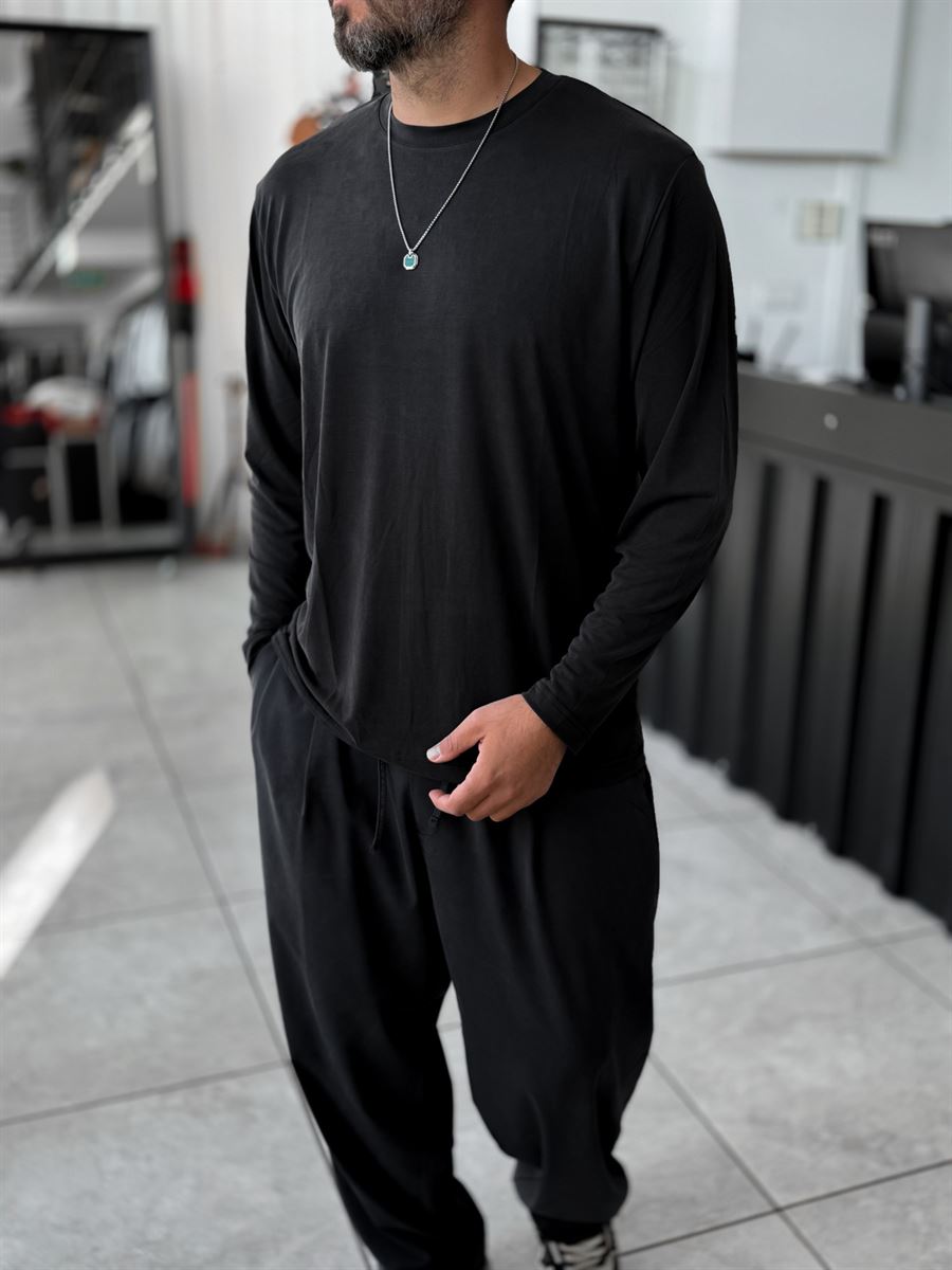 Black Washed Modal Fabric Sweatshirt MRK-2863