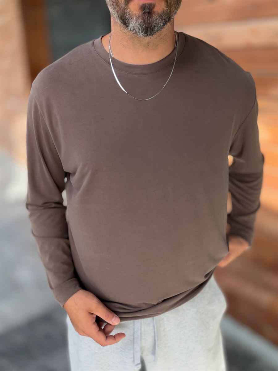 Brown Washed Modal Fabric Sweatshirt MRK-2863