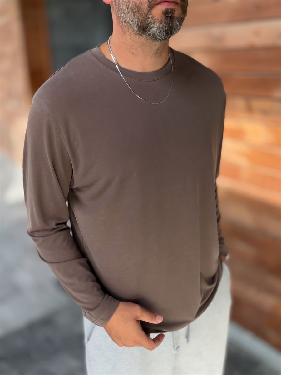 Brown Washed Modal Fabric Sweatshirt MRK-2863
