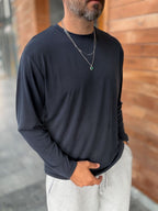Navy Washed Modal Fabric Sweatshirt MRK-2863